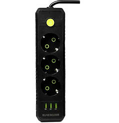 Подовжувач з USB 4 м 3 розетки 3 usb UA Power F43U чорний N