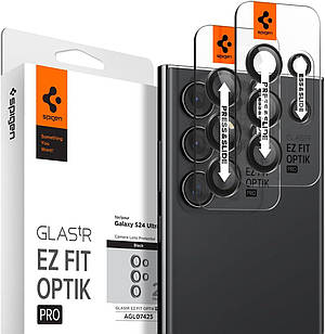 Захисне скло для камери Spigen GLAStR EZ Fit Optik Pro 2-Pack Black для Samsung Galaxy S24 Ultra AGL07425
