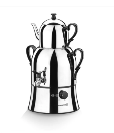 Електричний самовар турецький із сталі Korkmaz Nosta Inox/Чорний самовар A338