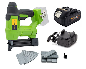Акумуляторний степлер Procraft PEH20 з набором скоб і цвяхів (Акумулятор 20 В, 8 А/год і Зарядне)