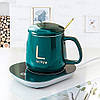 Керамічна чашка Lucky з підігрівом і підставкою 350 мл, Зелена, фото 2