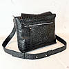Сумка жіноча "Мішель" натуральна шкіра, чорна/ тиснення під крокодила, фото 3