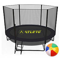 Батут дитячий 312 cм Atleto Black із захисною сіткою + драбинка + м'ячик B_2441
