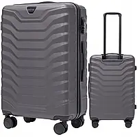 Валіза дорожня Wings PEA01 Темно-сірий пластик ABS+ для поїздок подорожей B_2454