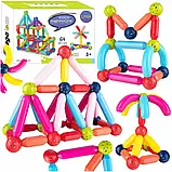 Конструктор магнітний дитячий Gotel блоки набір магнітних кубиків 64 штук для дітей B_2455, фото 5