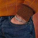 Срібний браслет чоловічий з накладками. Широкий браслет бісмарк подвійний з чорненого срібла 925 проби. 23,5 см, фото 2