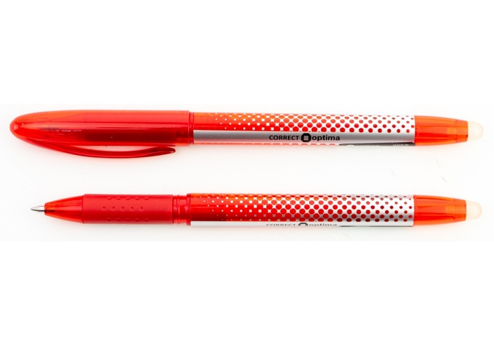 Ручка гелева самостираюча OPTIMA CORRECT 0,5 мм, пише червоним, фото 1