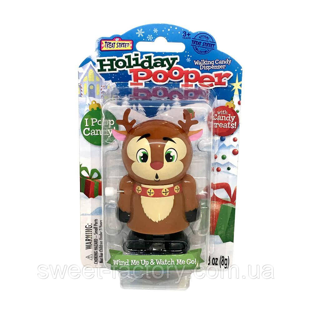 Диспенсер із цукерками Treat Street Holiday Candy Poopers Reindeer 8g, фото 1