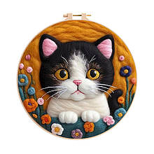 Набір для валяння на п'яльцях "Кошеня у квітах" No140, 20*20 см