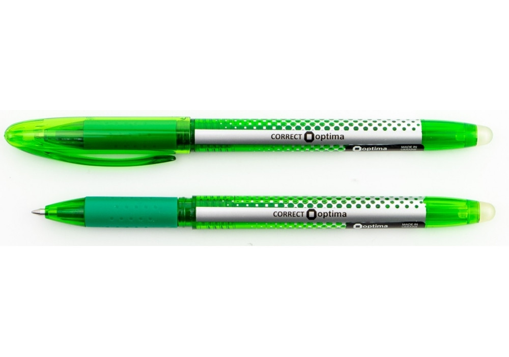Ручка гелева самостираюча OPTIMA CORRECT 0,5 мм, пише зеленим, фото 1