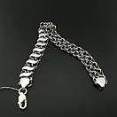 Срібний браслет чоловічий з накладками. Широкий браслет бісмарк подвійний з чорненого срібла 925 проби. 23,5 см, фото 6