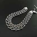 Срібний браслет чоловічий з накладками. Широкий браслет бісмарк подвійний з чорненого срібла 925 проби. 23,5 см, фото 9