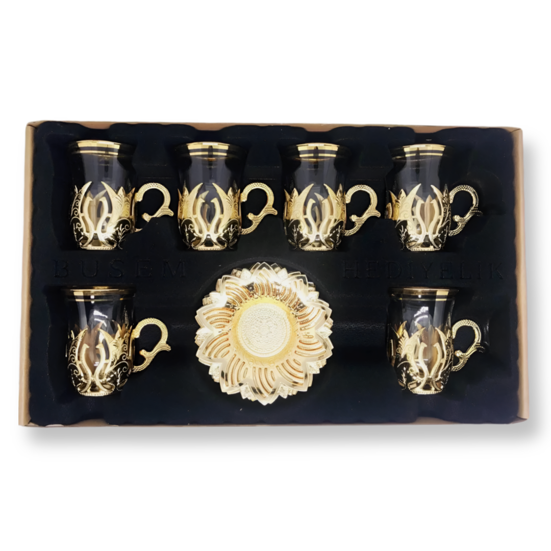Купить Турецкие стаканы чашки армуды из мельхиора с позолотой – набор ...