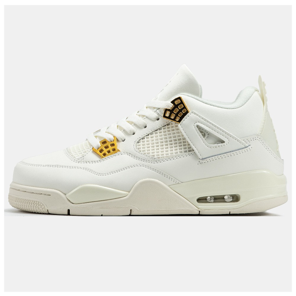 Чоловічі кросівки Nike Air Jordan 4 Retro Metallic Gold AQ9129-170, білі шкіряні кросівки найк аір джордан 4 ретро