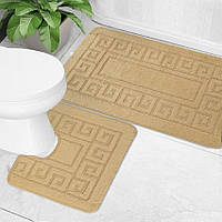 Набір килимків у ванну кімнату, комплект килимків для ванної та туалету Confetti Ethnic D.Beige 60х100 та 60х50 см Темно-бежевий