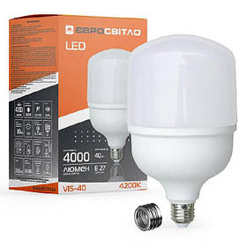 Лампа світлодіодна високопотужна 40 Вт 6400К Євросвітло (VIS-40-E40/E27) - MegaLavka