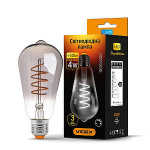 Led лампа VIDEX Filament ST64FGD 4W E27 2100K з димером графит