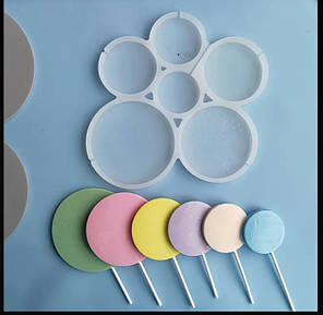 Форма силіконова для льодяників на 6 виробів 17 х 15 см Круг ( шт.)