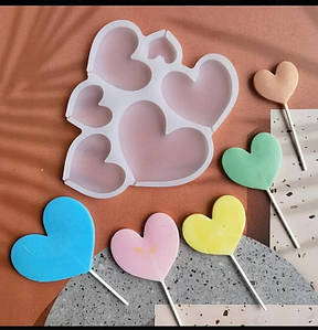 Форма силіконова для льодяників на 6 виробів 16 х 12 см Серце (шт.)