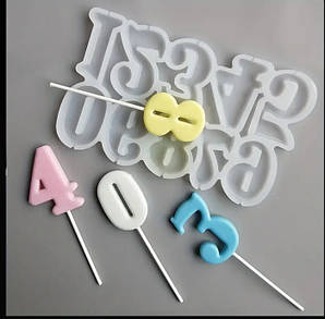 Форма силіконова для льодяників на 10 виробів 16 х 10 см Цифри ( шт.)