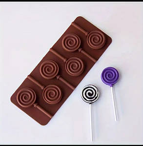Форма силіконова для льодяників на 6 виробів 23 х 9,5 см Спіраль ( шт.)