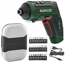 Акумуляторна викрутка Parkside PAS 5 D5 шурупокрут із насадками 4 V, 1500 mAh, 10 Nm, Німеччина