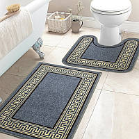 Набір Килимків для Ванної та Туалету на гумовій основі Taba 222-2 57х90 та 57х60 см Сірий