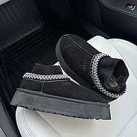 Капці жіночі UGG Tasman Platform Sock Black, Стильні Угг Тасман чорні замшеві на платформі