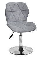 Стілець Torino CH-Base текстиль сірий BRO-18 на круглій хромованій опорі Ø 410 мм, регулювання висоти сидіння, фото 4