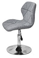 Стілець Torino CH-Base текстиль сірий BRO-18 на круглій хромованій опорі Ø 410 мм, регулювання висоти сидіння, фото 7