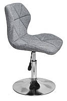 Стілець Torino CH-Base текстиль сірий BRO-18 на круглій хромованій опорі Ø 410 мм, регулювання висоти сидіння, фото 5