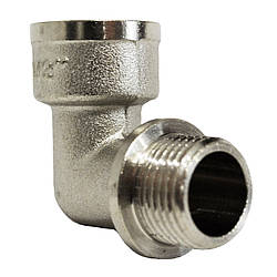 Кут для труби з'єднувальний Ango 1/2 дюйма внутрішнє зовнішнє різьблення латунний нікельований