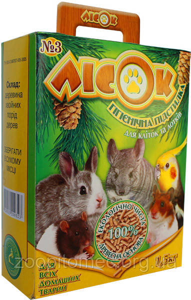 Наповнювач деревне для клітин і лотків різних видів тварин Лорі Лісок-2 Лісок 1.5 кг