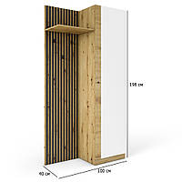 Передпокій у маленький коридор Емма-2 100 см дуб артизан та антрацит із дзеркалом на повний зріст