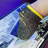 Ігрові напальчники з нейлоном GUARD (1 пара 2 шт) для ігор на телефоні смартфоні планшеті pubg пабг пубг Сірий із жовтим, фото 5