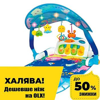 Килимок дитячий розвиваючий (підвіски-брязкальця, піаніно, музика, звуки, підсвічування) 0860-NL Акція до 29.12