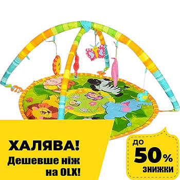 Килимок розвиваючий дитячий WIN FUN (круглий 75см, дуга 2шт, підвіски-плюш, в коробці) 0827-NI Акція до 29.12