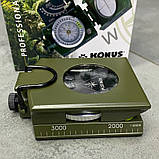 Компас тактичний KONUS KONUSTAR 11, колір Зелений, рідинний артилерійський компас для військових, фото 5