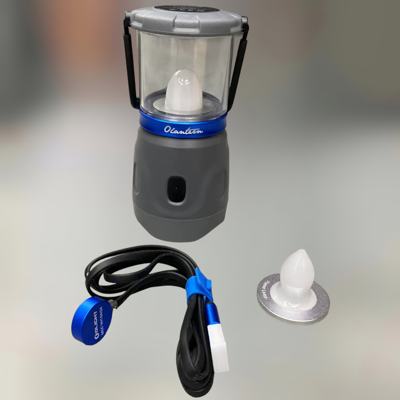 Ліхтар кемпінговий Olight Olantern Grey, 2 насадки, 7600 мАг, магнітна зарядка, IPX4, світло 360°, фото 1