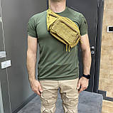 Сумка тактична на пояс або через плече, Койот, 43 х 13 см, Оксфорд, Yakeda, підсумок тактичний на пояс, фото 3