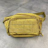 Сумка тактична на пояс або через плече, Койот, 43 х 13 см, Оксфорд, Yakeda, підсумок тактичний на пояс, фото 6