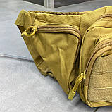 Сумка тактична на пояс або через плече, Койот, 43 х 13 см, Оксфорд, Yakeda, підсумок тактичний на пояс, фото 7