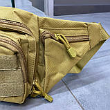 Сумка тактична на пояс або через плече, Койот, 43 х 13 см, Оксфорд, Yakeda, підсумок тактичний на пояс, фото 8