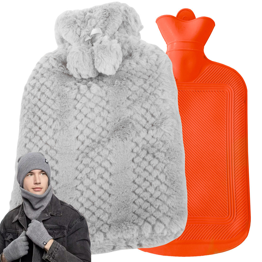 Грілка гумова з хутряним чохлом 27343