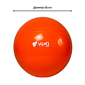 М'яч для фітнесу (фітбол) WCG 55 Anti-Burst 300кг Помаранчевий + насос, фото 4