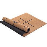 Килимок для йоги корково-каучуковий Yoga mat Record FI-7156-10 183x61 мx0.4 cм, фото 3