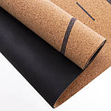 Килимок для йоги корково-каучуковий Yoga mat Record FI-7156-10 183x61 мx0.4 cм, фото 6