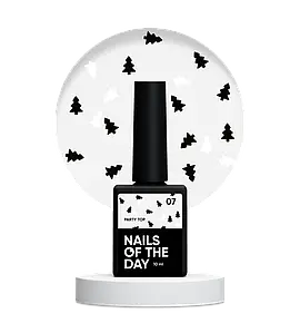 Декоративний топ для нігтів без липкого шару Nailsoftheday Party top 07 прозорий з чорно-білими ялинками, 10