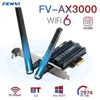 Дводіапазонний PCI-E Wi-Fi 6 адаптер FENVI AX3000R 2.4/5GHz 2400 Mbps + Bluetooth 5.2