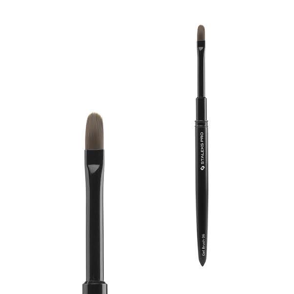 Пензлик овальний Staleks Gel Brush 06 (ширина 11 мм/ 6 мм) для гелю з ковпачком